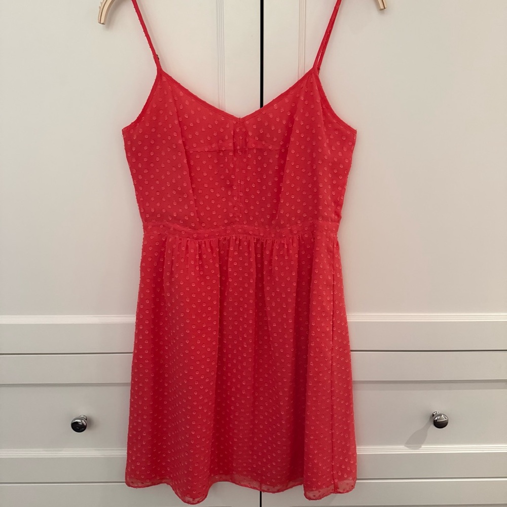 J. Crew Coral Clip Dot Silk Cami Cocktail Dress - Like new!